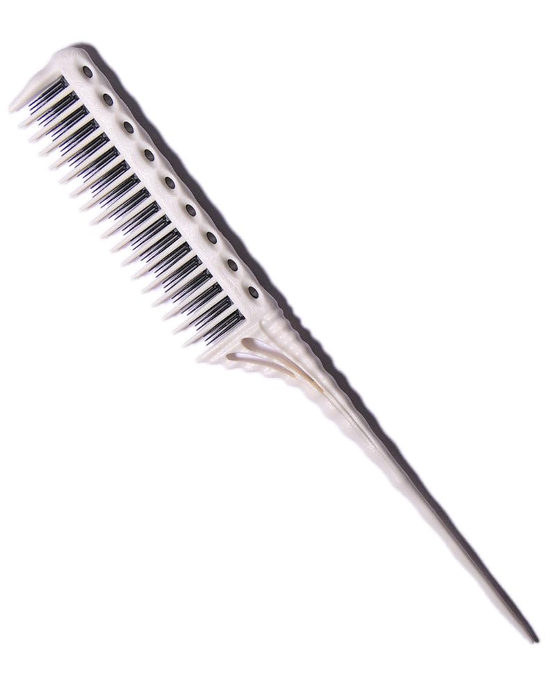 Y.S.PARK white teasing comb front view for reliable salon volume