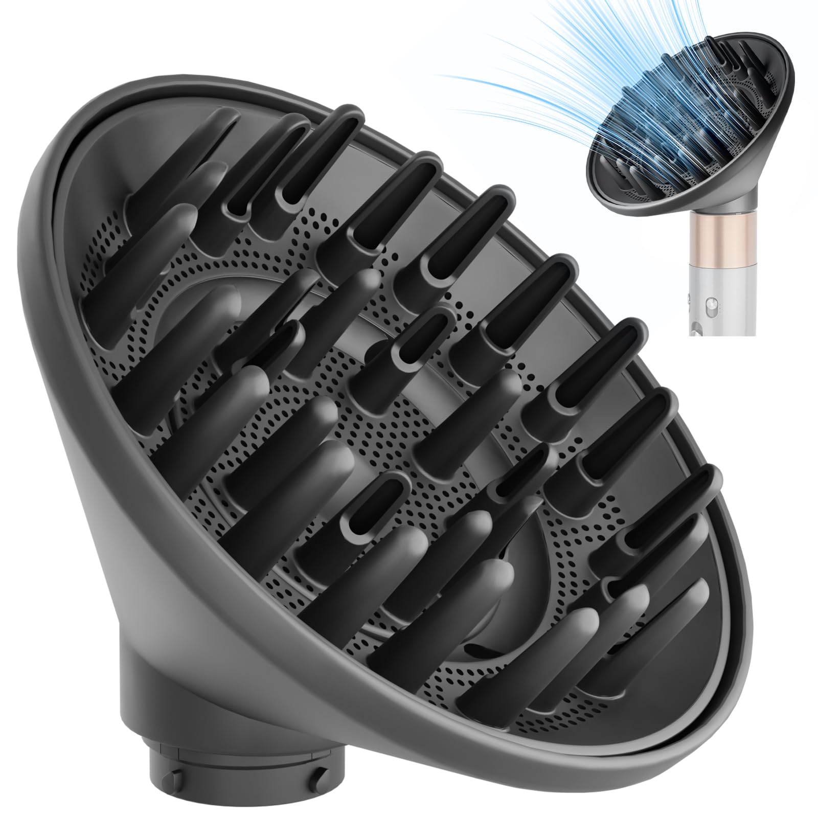 YTCHYYSK diffuser front view showing secure fit and wider coverage benefit