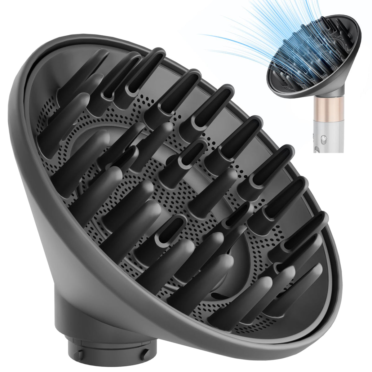 YTCHYYSK diffuser front view showing secure fit and wider coverage benefit
