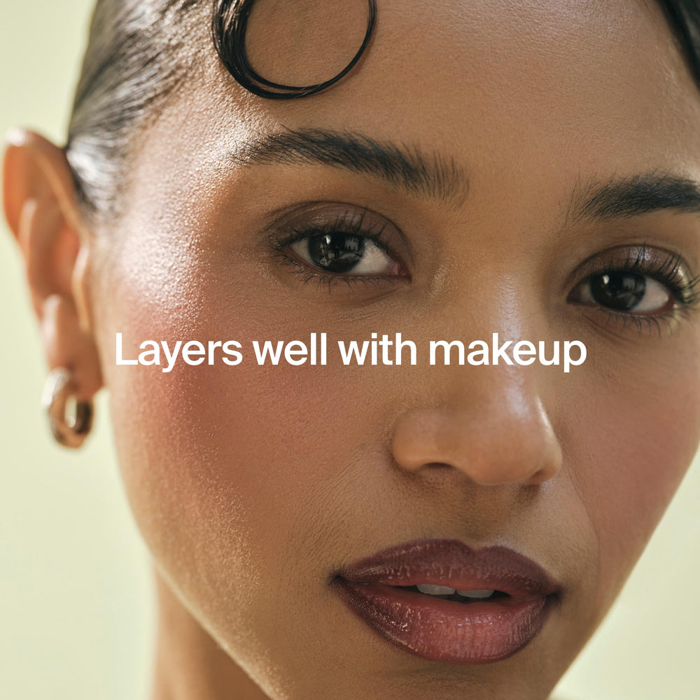 Youth To The People layered under makeup demonstrating primer-like hydration benefit
