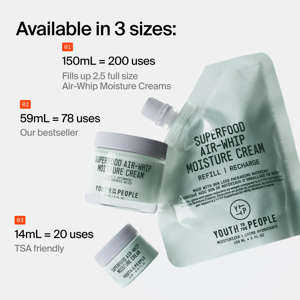 Youth To The People stacked pouches and box showing reduced-packaging sustainability