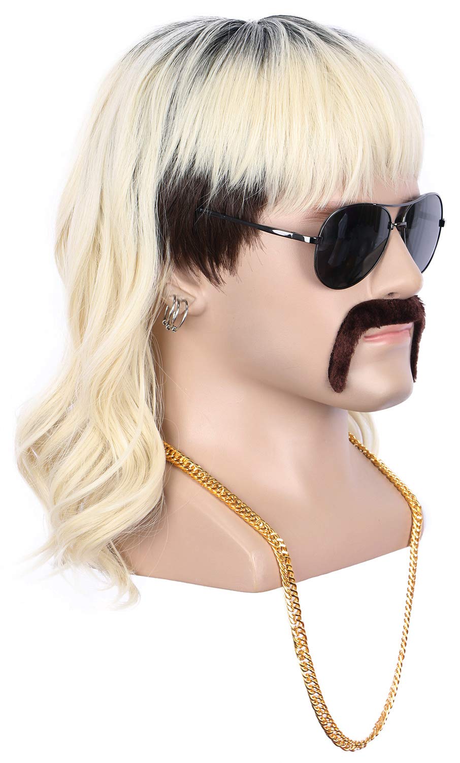 yuehong model wearing wig at party illustrating bold 70s rock star presence