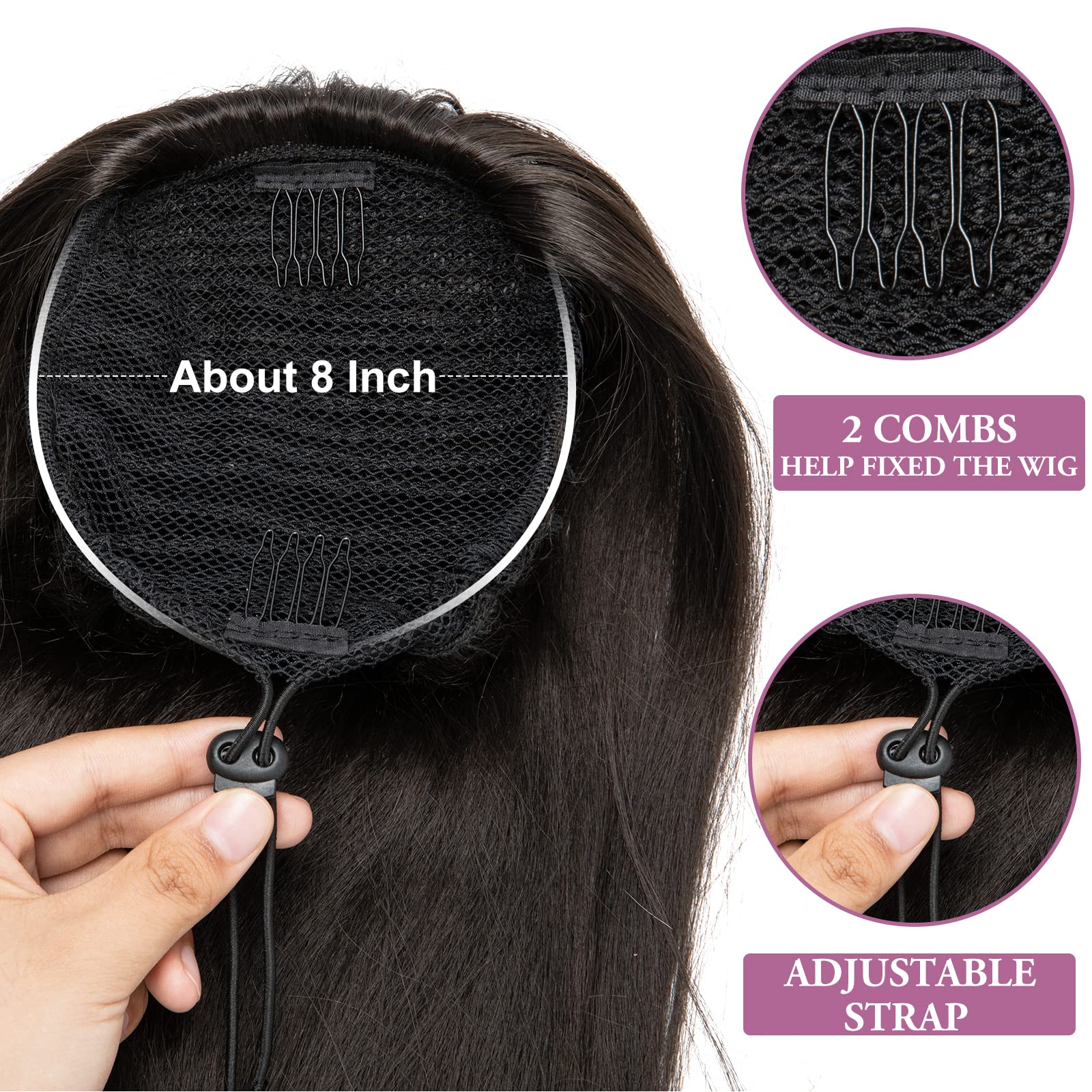 YUMOREAL 14-inch ponytail compared to a hand showing accurate length and proportion benefit