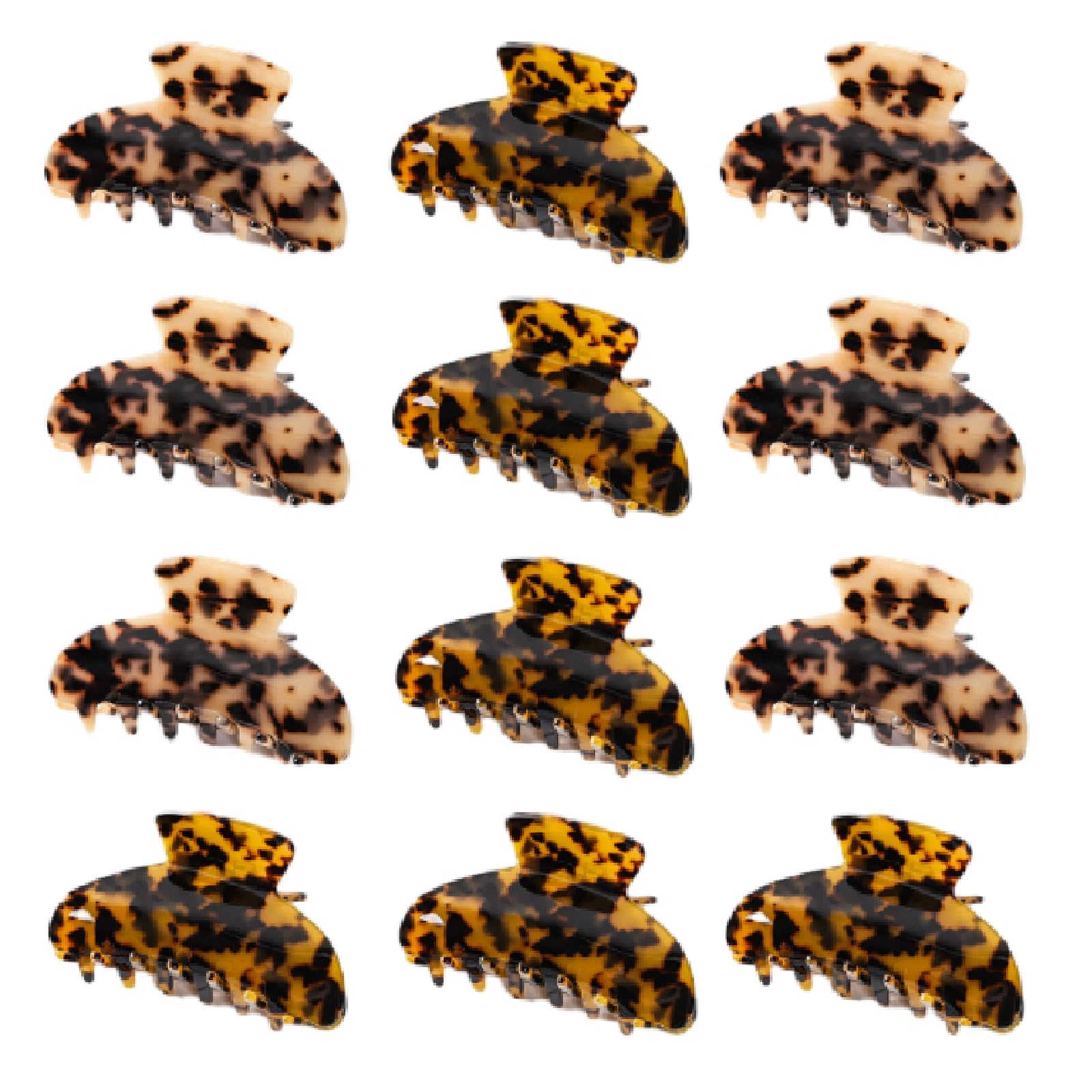 Yuxung front view of twelve leopard-print large clips showing pattern and quantity benefit
