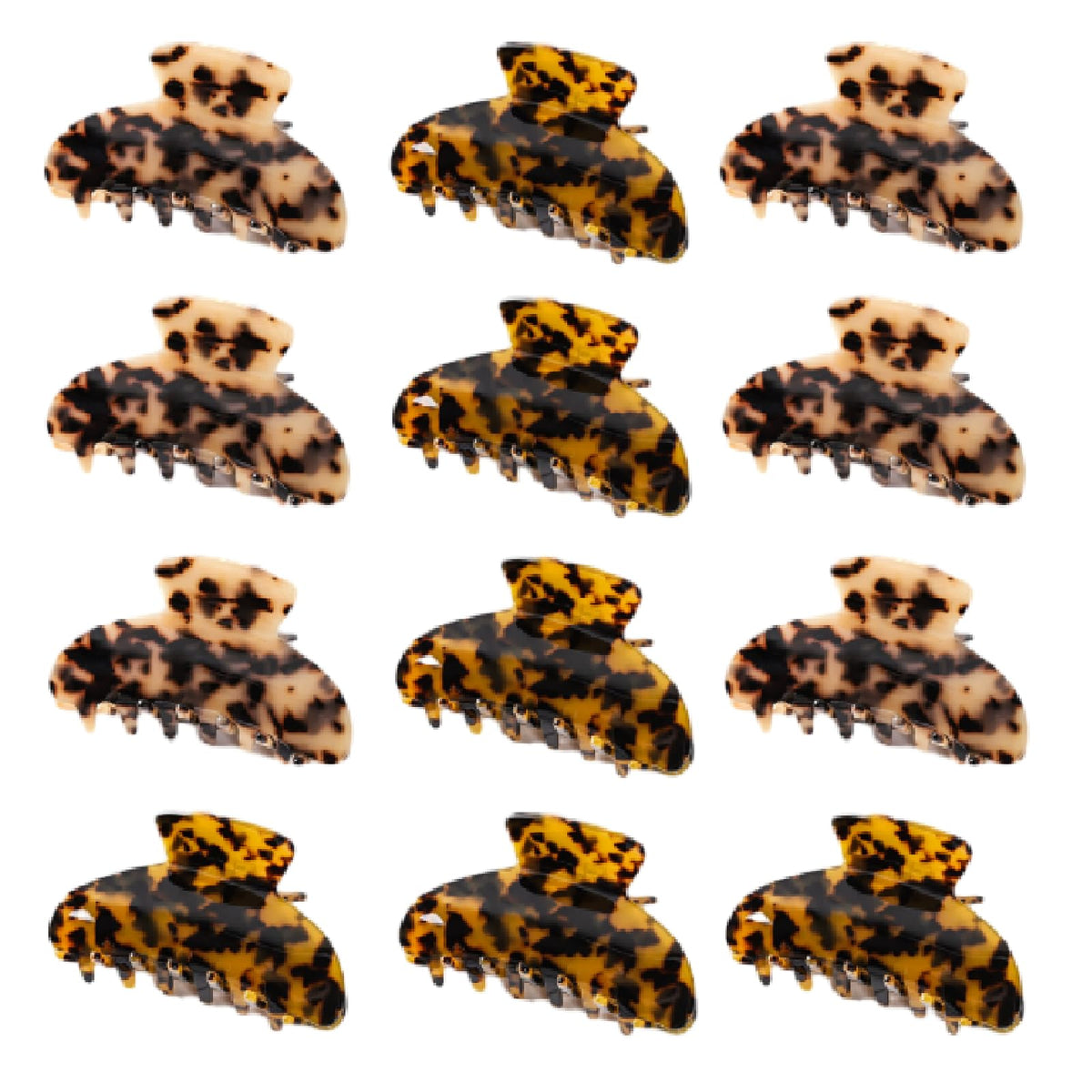 Yuxung front view of twelve leopard-print large clips showing pattern and quantity benefit