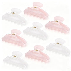 Yuxung front view of eight pink and white acrylic clips showing colors and pack benefit
