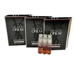 Yves Saint Laurent Black Opium sample front view showing compact 1.2 ml spray bottle for easy testing
