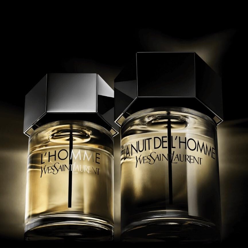 Yves Saint Laurent L'Homme close-up of glass texture emphasizing premium bottle craftsmanship