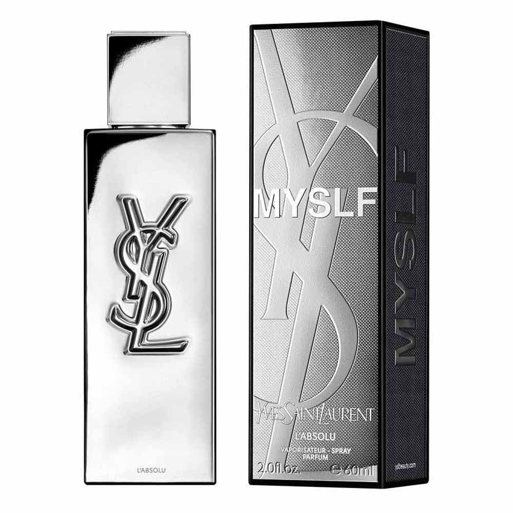 Yves Saint Laurent MYSLF L'ABSOLU side profile highlighting bottle shape and premium finish