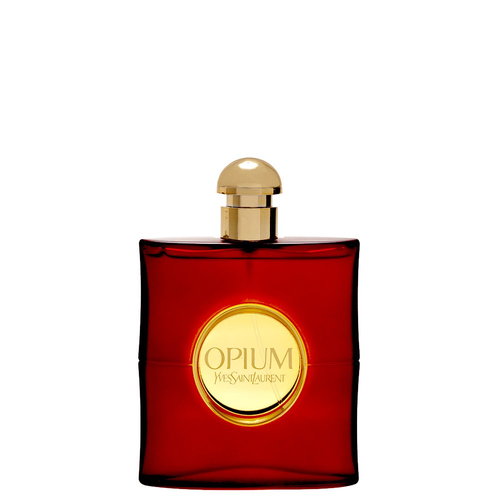 Yves Saint Laurent Opium 90ml front bottle showing elegant packaging and bold presence