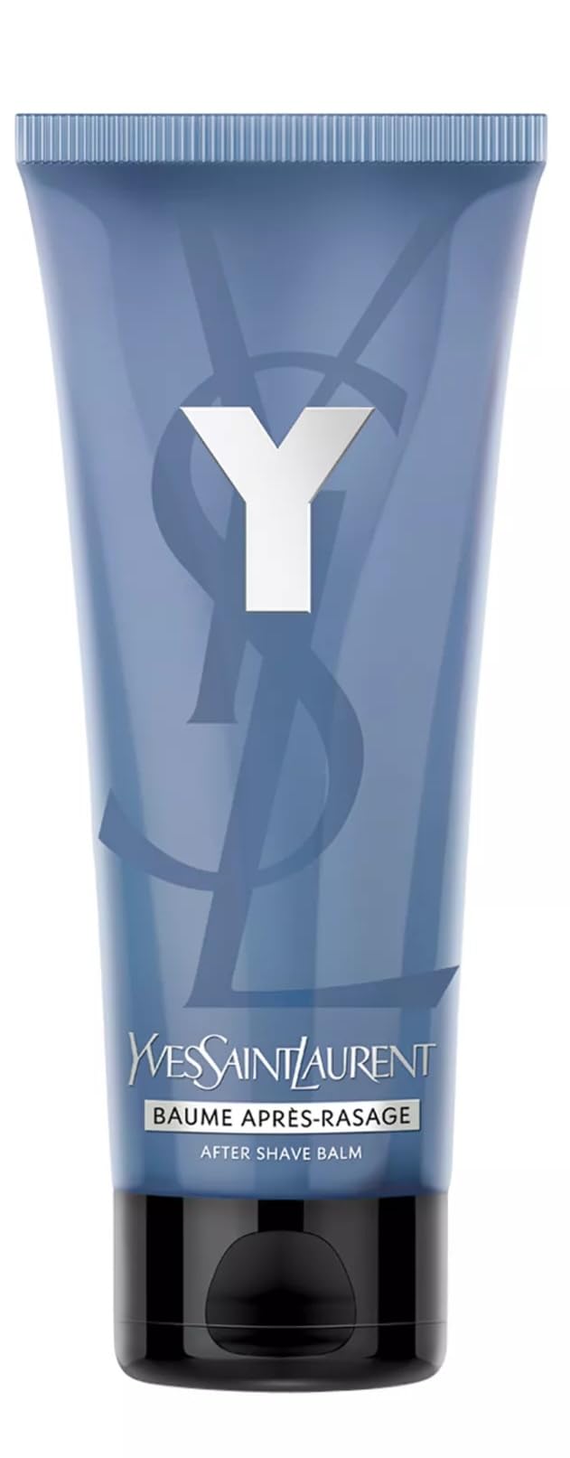 Yves Saint Laurent after shave balm tube front view shows packaging and moisturizing benefit