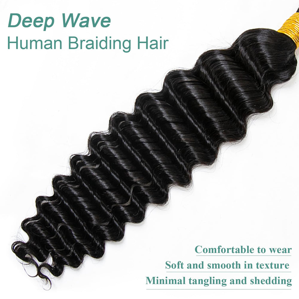 YWIGS deep wave styled into box braids showing natural-looking finish benefit