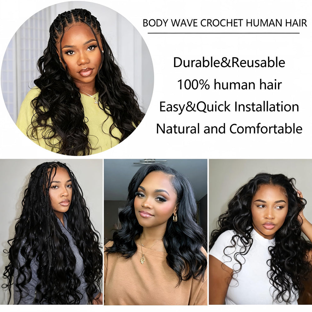 YWIGS hair in use during knotless crochet install for quick styling