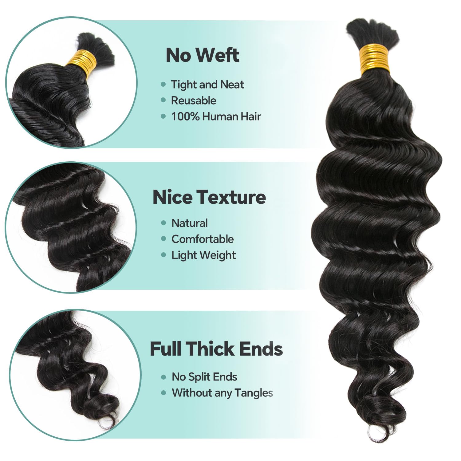 YWIGS close-up of loose deep wave texture for smooth braid work