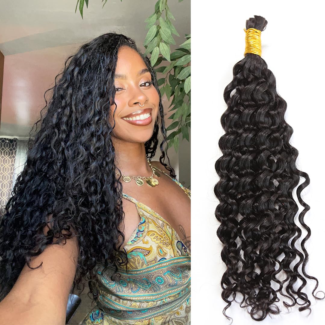 YWIGS front view of 100g water wave bundle showing natural shine and length benefit