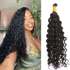 YWIGS front view of 100g water wave bundle showing natural shine and length benefit