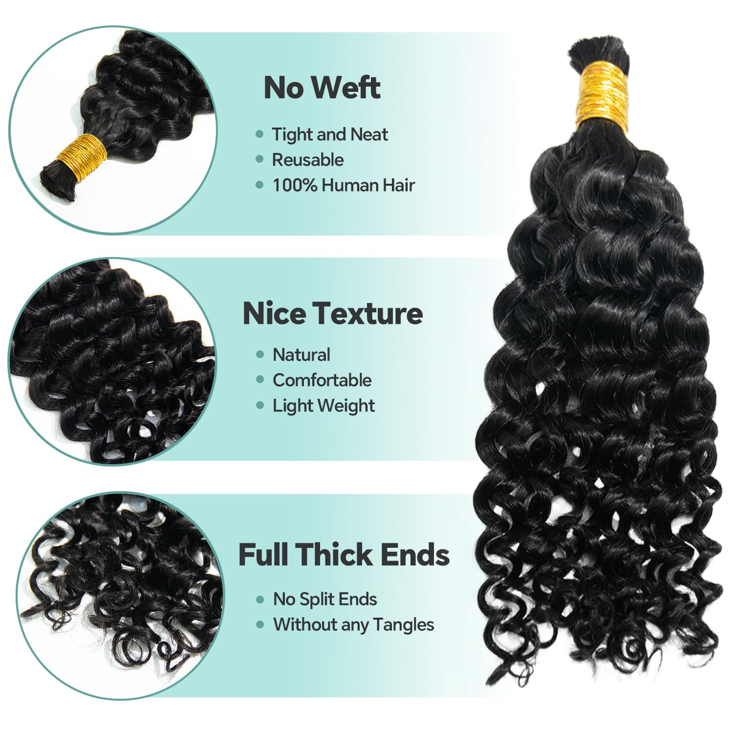 YWIGS close-up of water wave texture highlighting tangle-free feel and easy styling