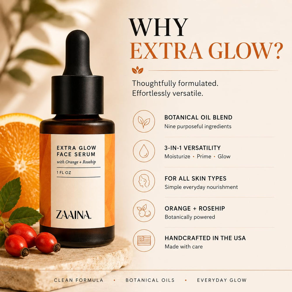 ZAAINA bottle with box highlighting handcrafted packaging benefit