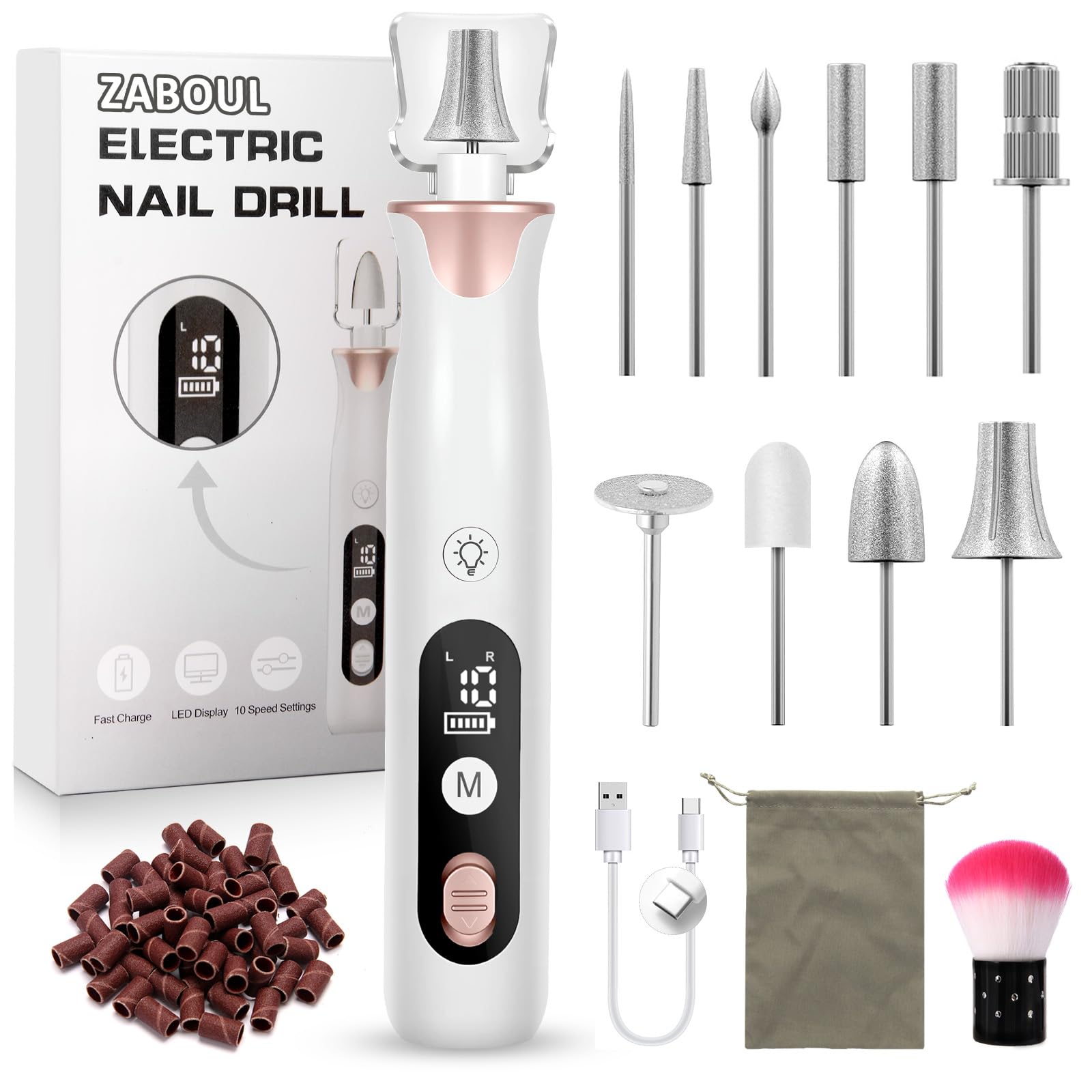 ZABOUL front view showing cordless nail file for precise home salon results