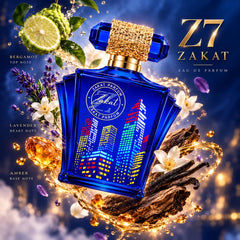 Zakat Z7 bottle in hand depicting 3.4oz scale and travel-friendly size