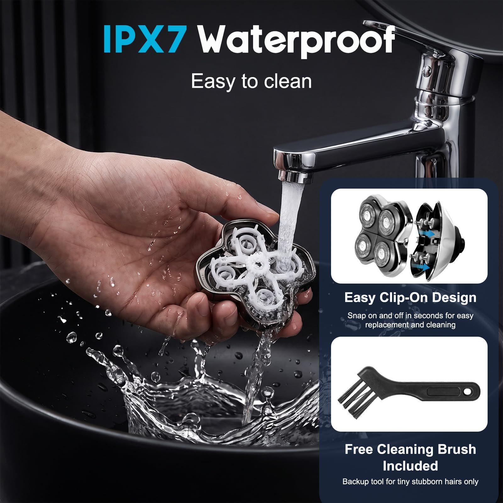 ZAMQIU lifestyle bathroom setup illustrating waterproof wet shaving benefit
