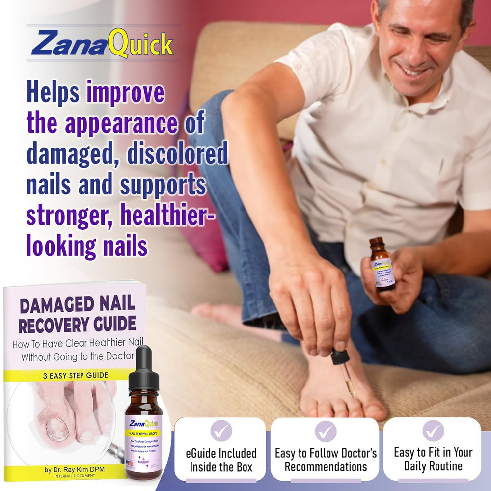 ZanaQuick serum texture on a nail surface, demonstrates smoothing and shine benefit