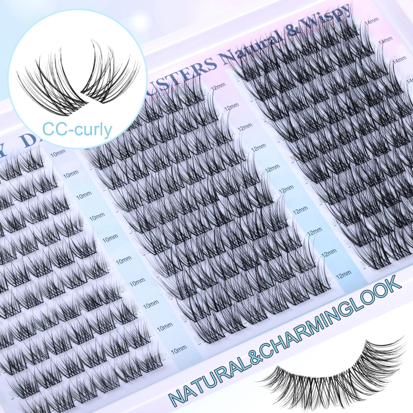 zanlufly lash cluster applied on eye demonstrating natural look