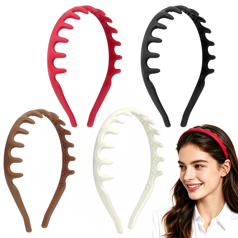 zaqeeuau front view of four silicone U-shaped headbands showing sleek style and comfort