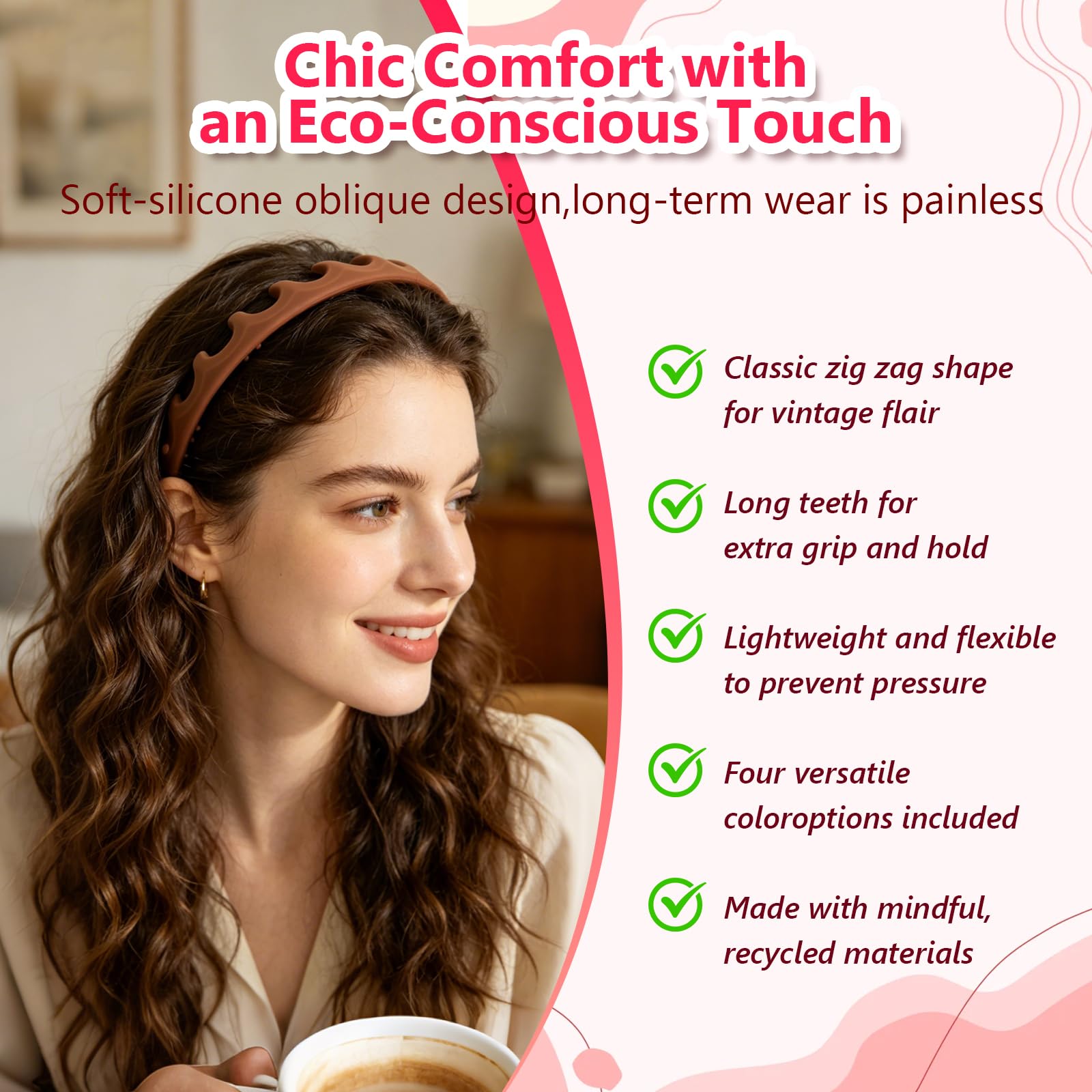 zaqeeuau headband worn in hair during skincare routine offering gentle secure fit