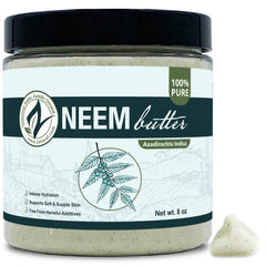 Zatural jar front label showing organic neem butter and benefits
