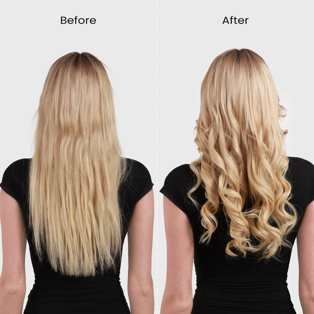 ZAVAREA hair before and after waves showing improved shine and longer-lasting curl definition