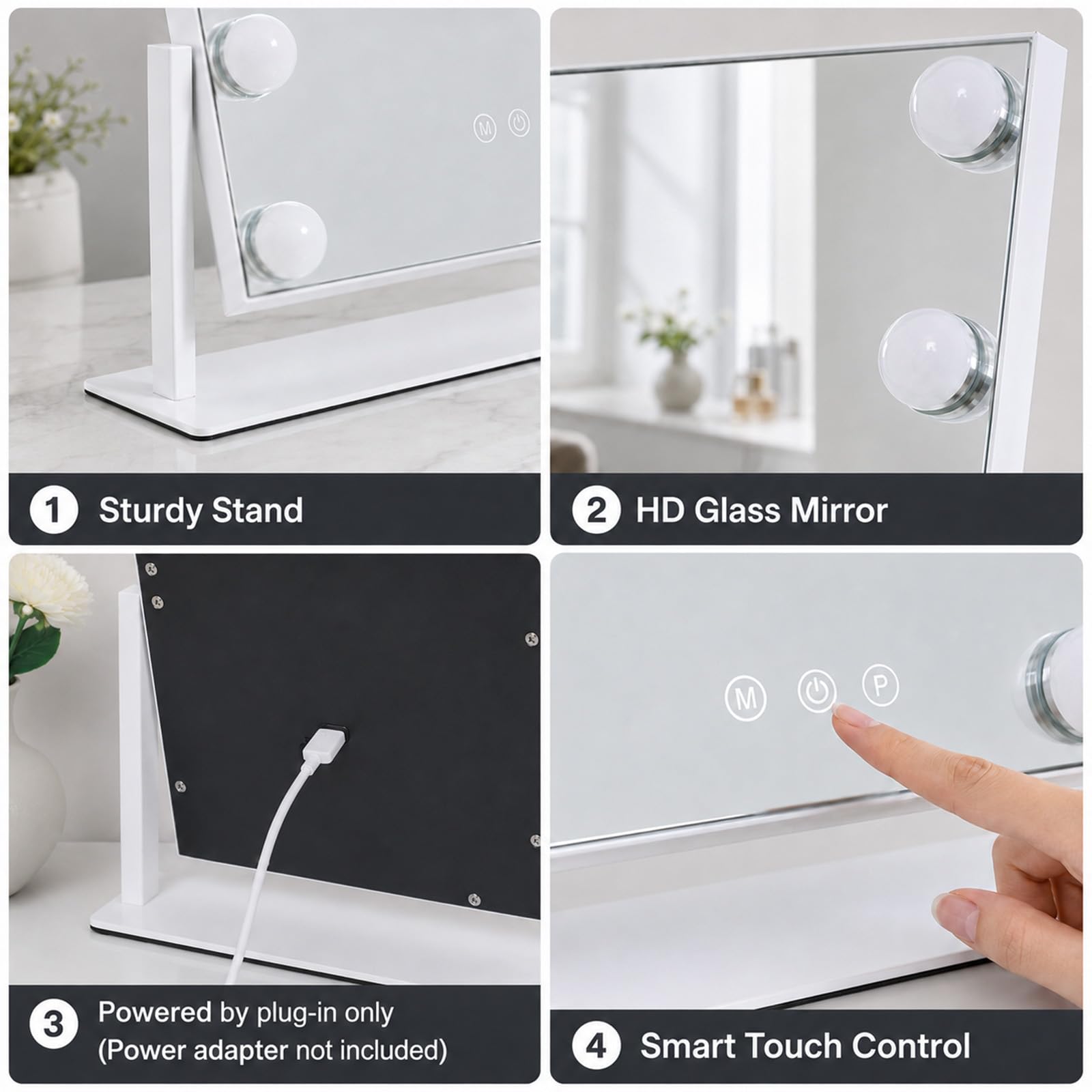 ZBOCAI mirror placed on dresser in a bedroom showing compact design and stylish fit
