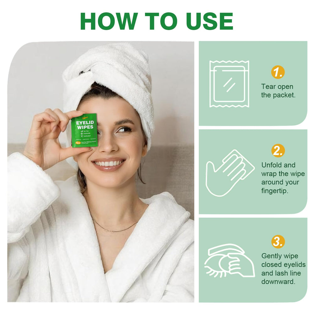 Zeefpod wipe gently cleaning closed eyelid for quick relief