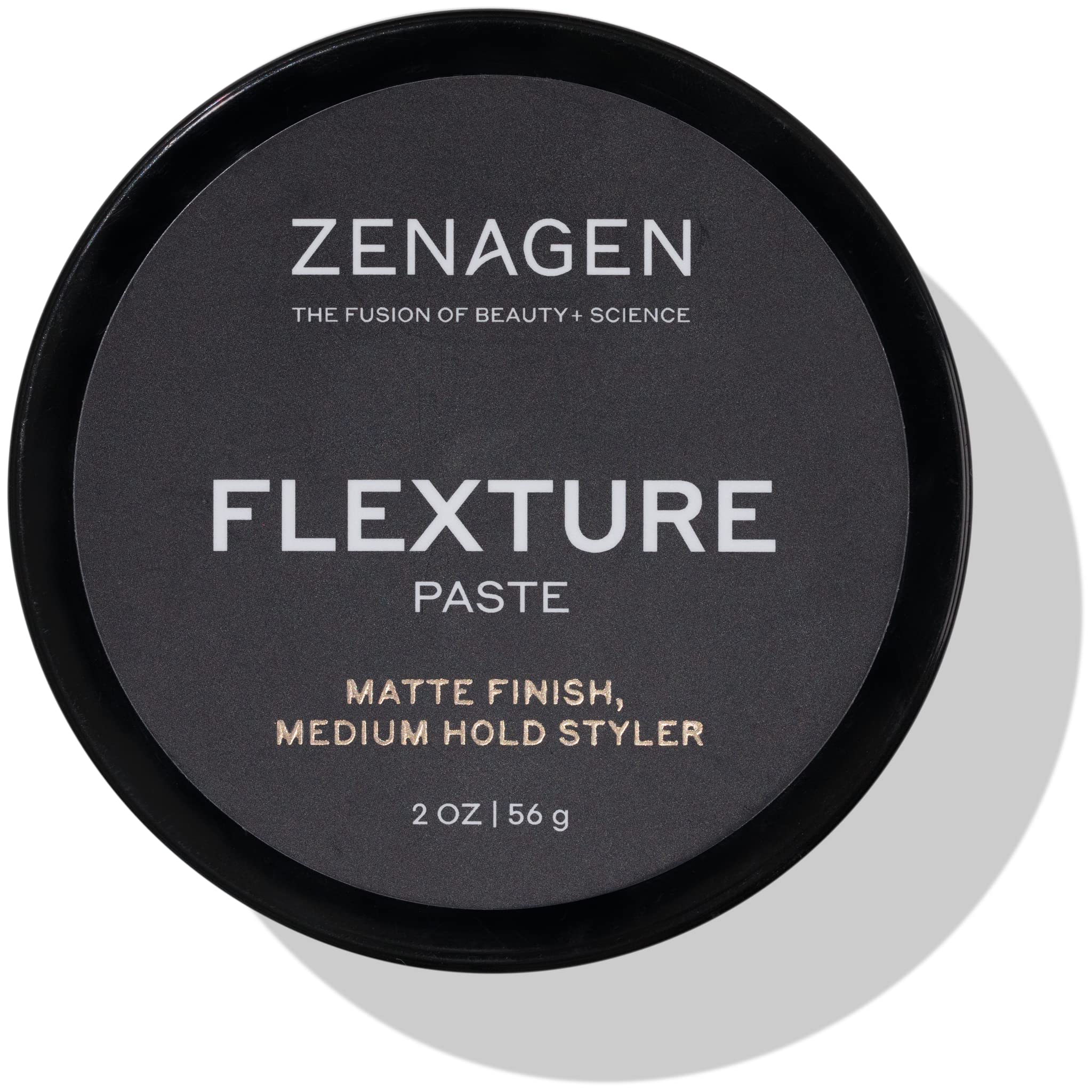 Zenagen Flexture Paste front jar showing label and compact 2 oz size for easy travel