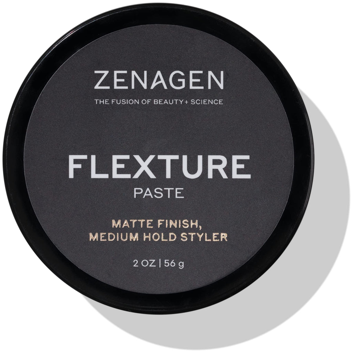 Zenagen Flexture Paste front jar showing label and compact 2 oz size for easy travel