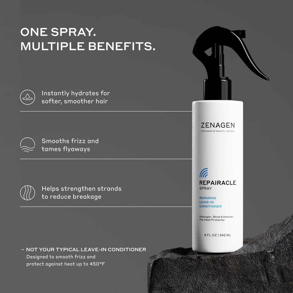 Zenagen Repairacle spray nozzle detail demonstrating even mist for gentle, controlled application