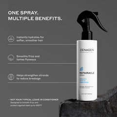 Zenagen Repairacle spray nozzle detail demonstrating even mist for gentle, controlled application