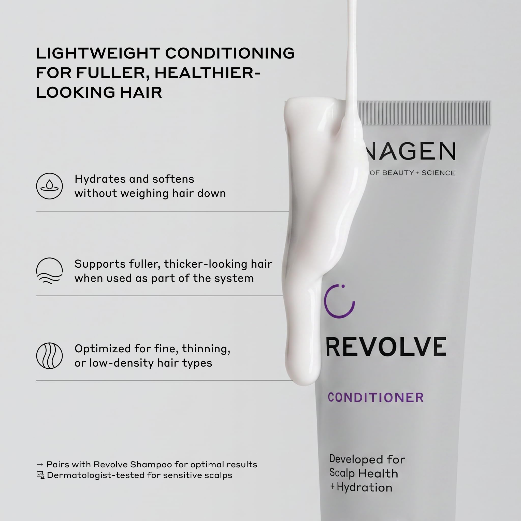 Zenagen conditioner texture detail showing lightweight hydration benefit