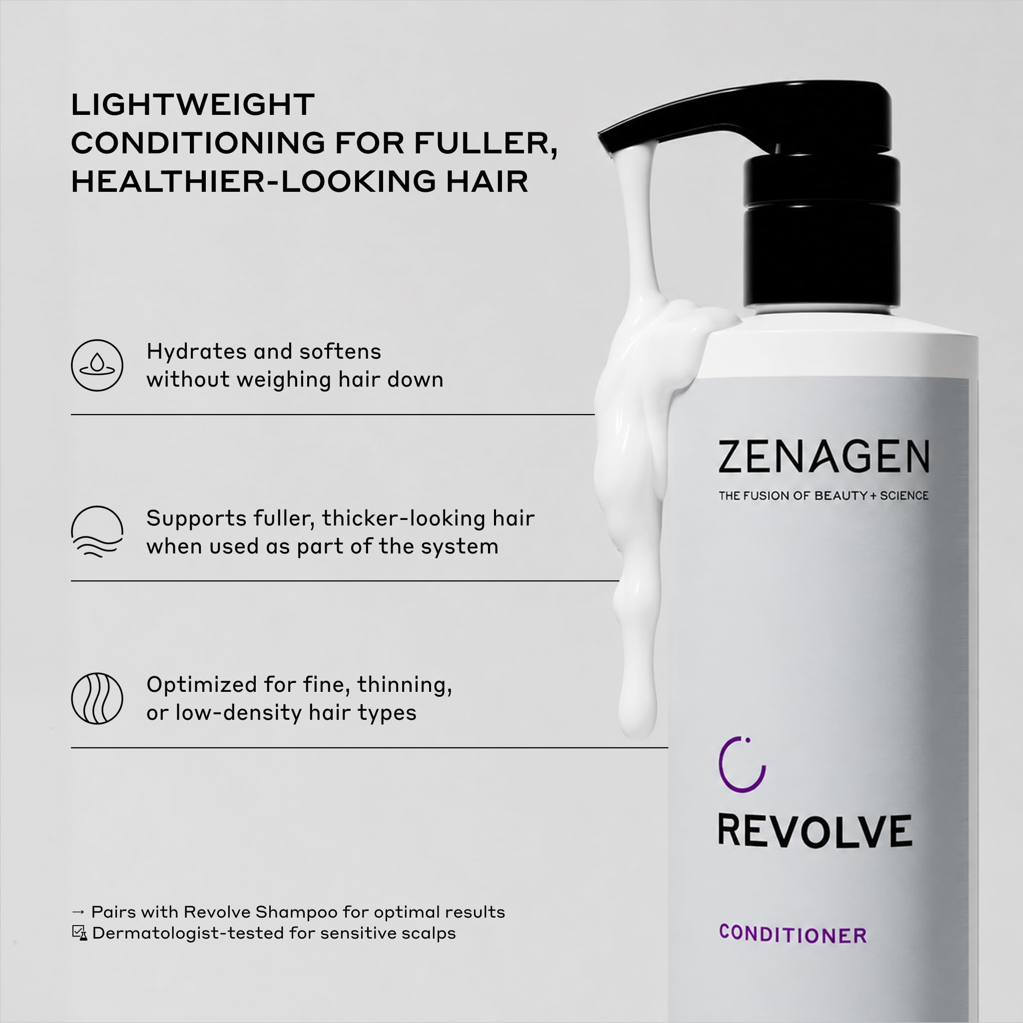 Zenagen Revolve creamy texture close-up showing lightweight, non-greasy formula