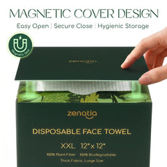ZENATIA folded towel next to ruler showing generous 12 by 12 size