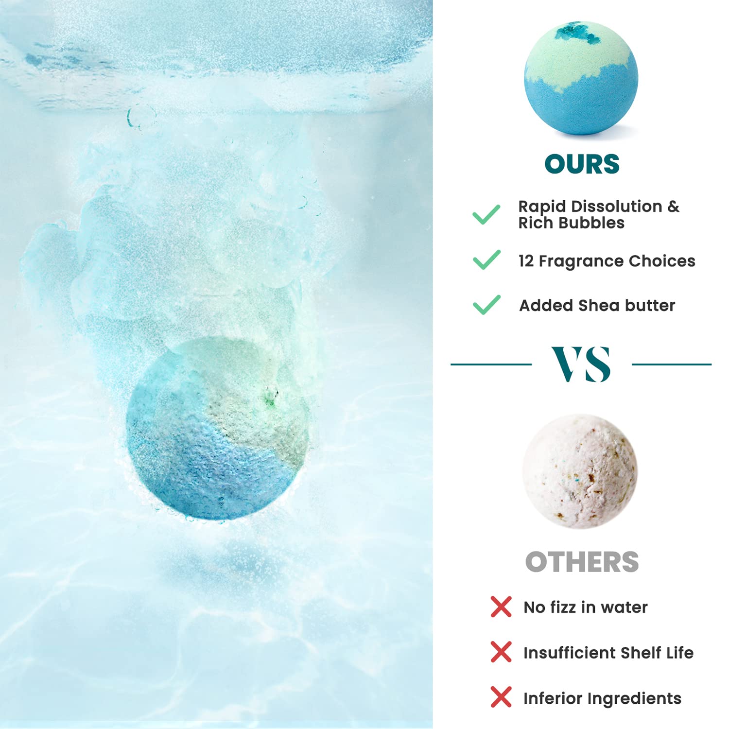 ZenBombs close-up of shea butter texture in bath bomb — nourishes and softens skin