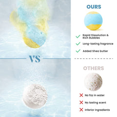 ZenBombs fizzing in tub with colorful swirls for a relaxing scented soak