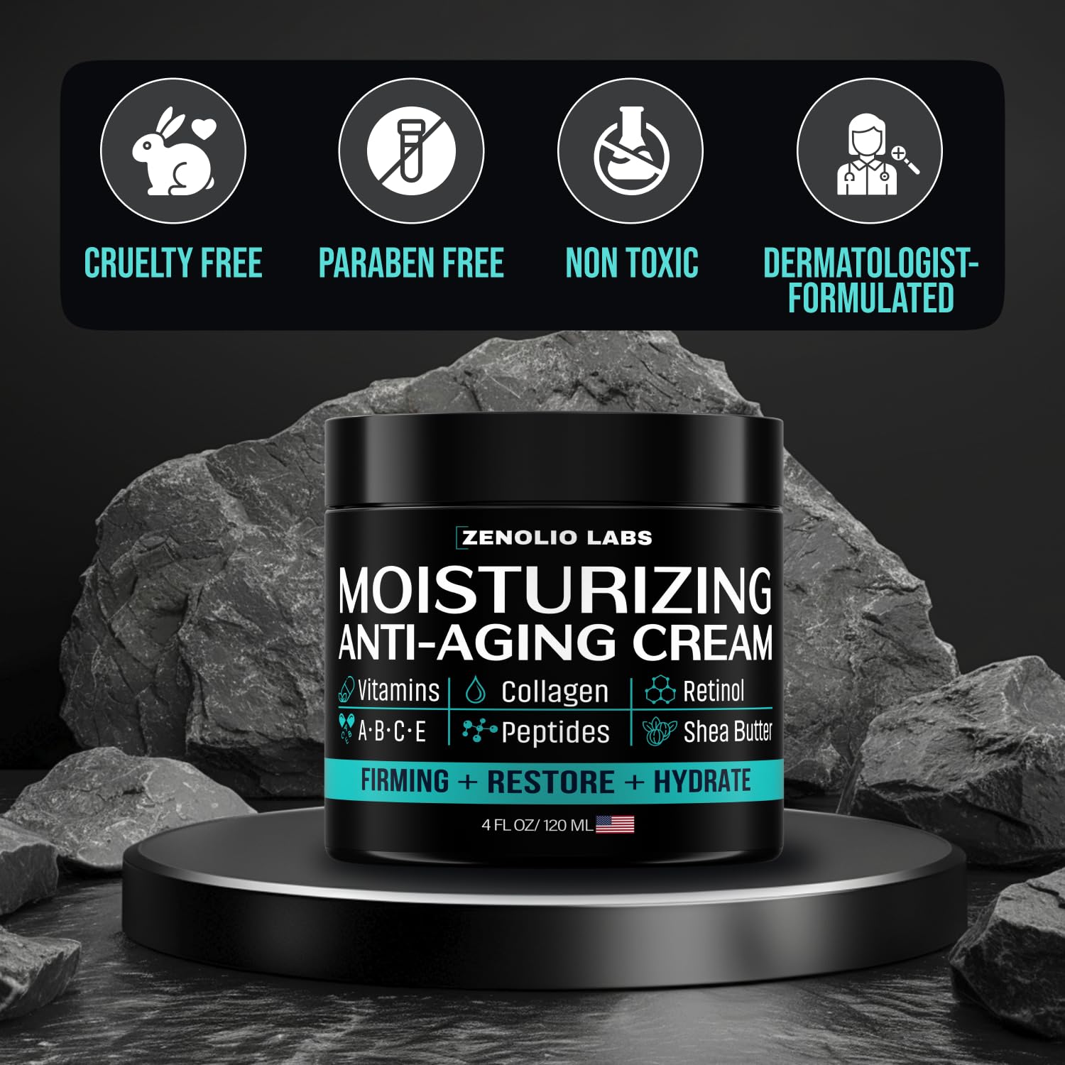 Zenolio Labs in a bathroom routine scene promoting daily grooming use