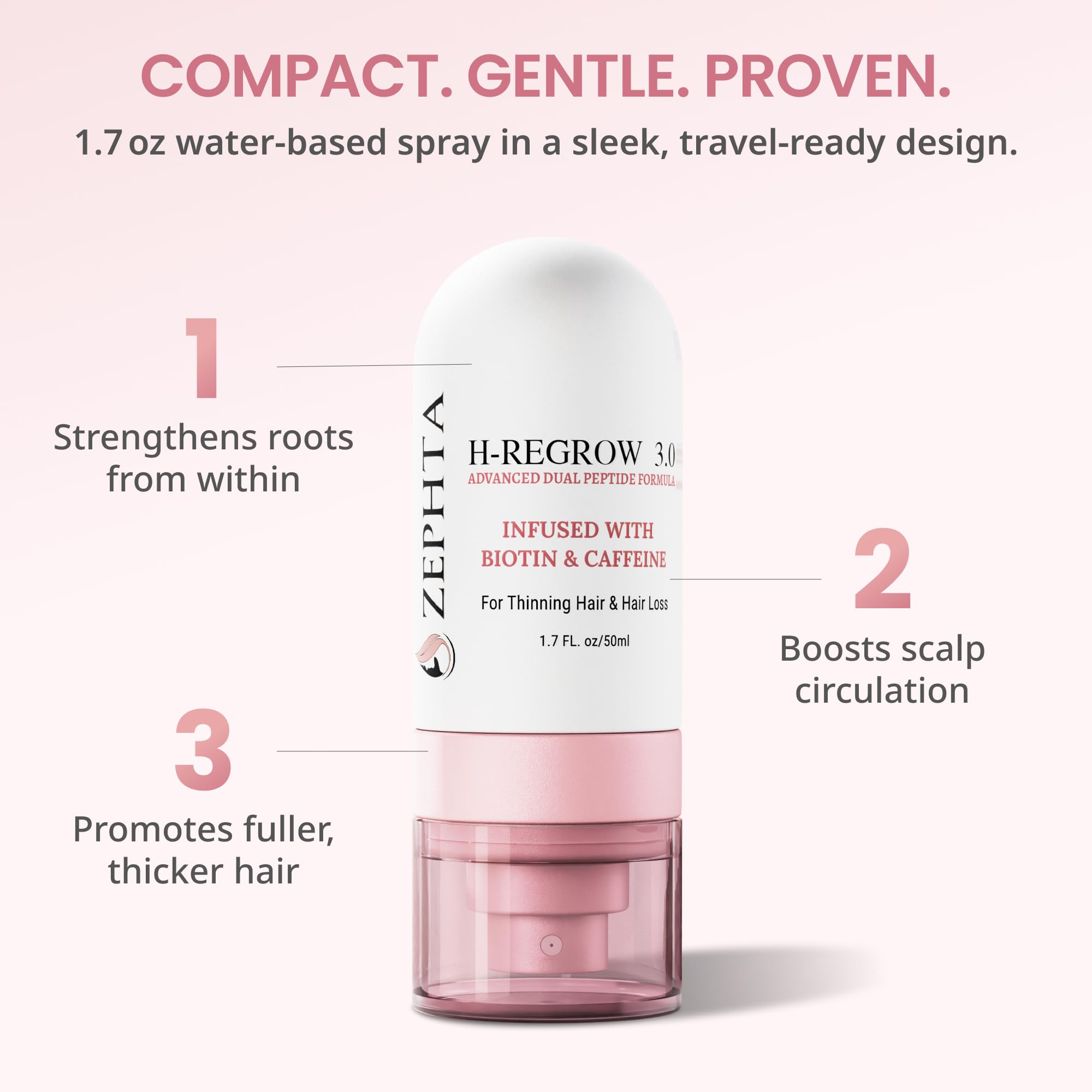 Zephta being applied to thinning scalp illustrating focused coverage and support
