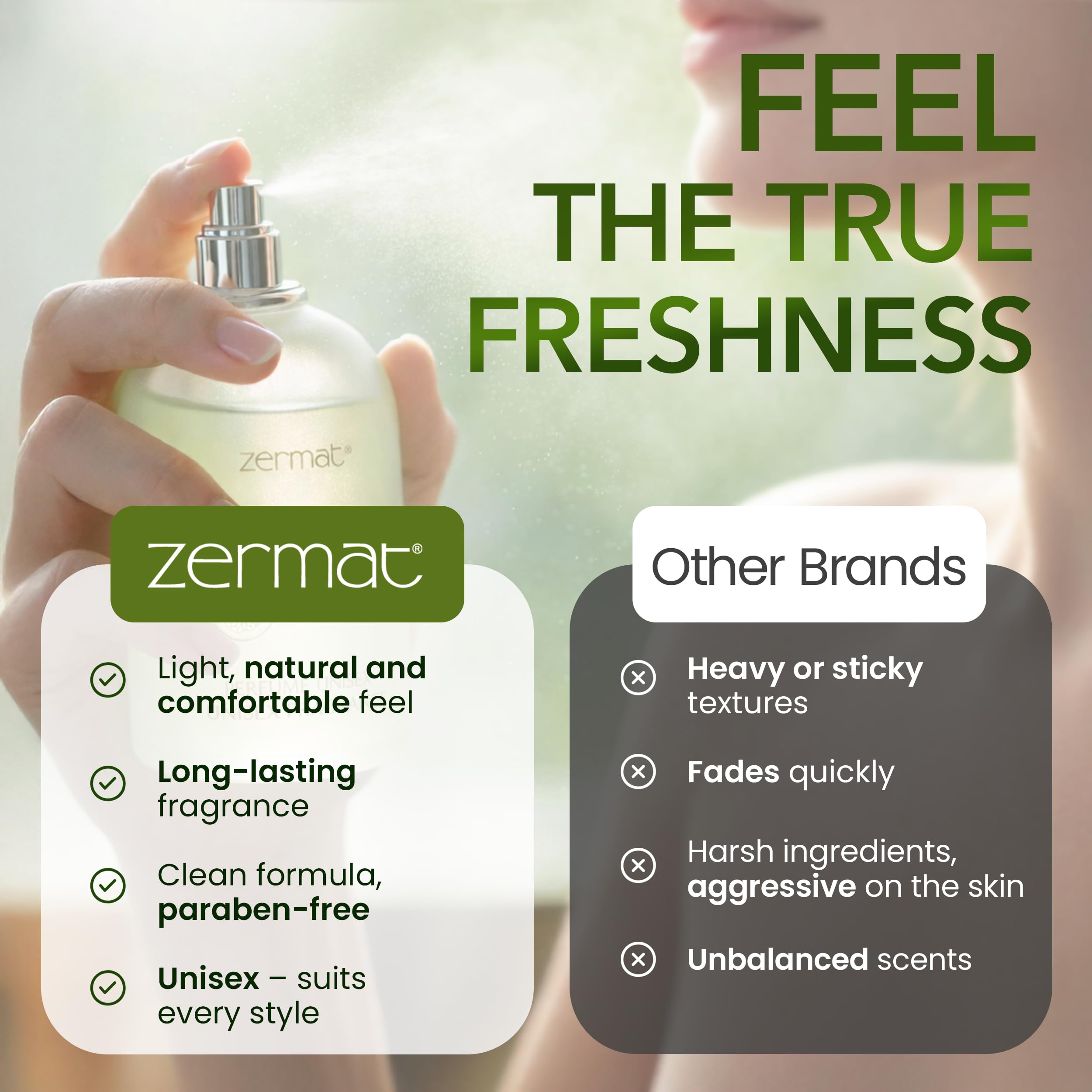 Zermat spray nozzle close-up demonstrating easy mist application