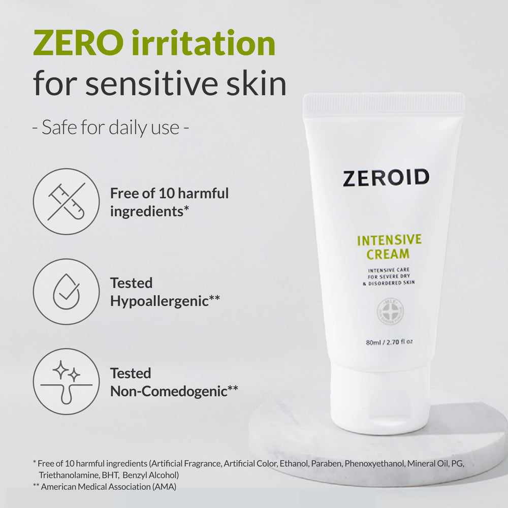 ZEROID ingredient label detail showing MLE and Ceramide-9S, reassures targeted repair