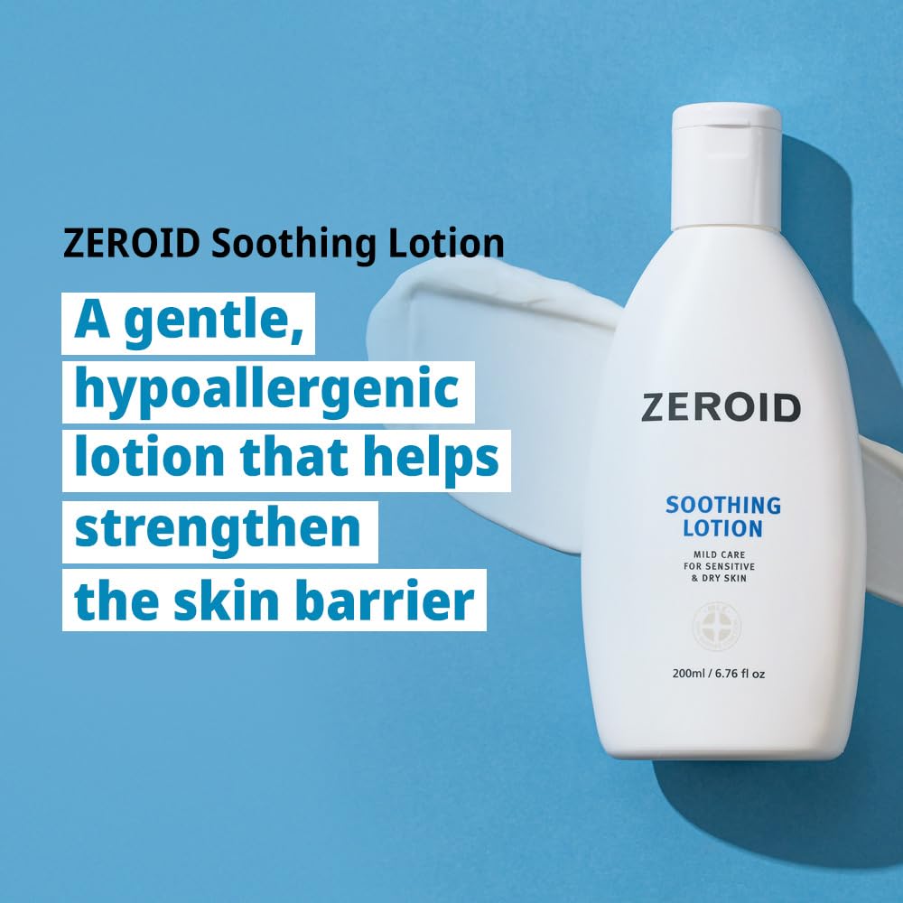 ZEROID texture close-up illustrating smooth lotion consistency and quick absorption benefit