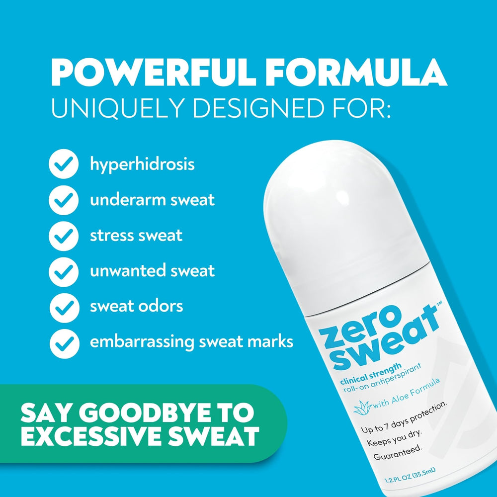 ZeroSweat deodorant stick close-up displaying smooth applicator and effective coverage