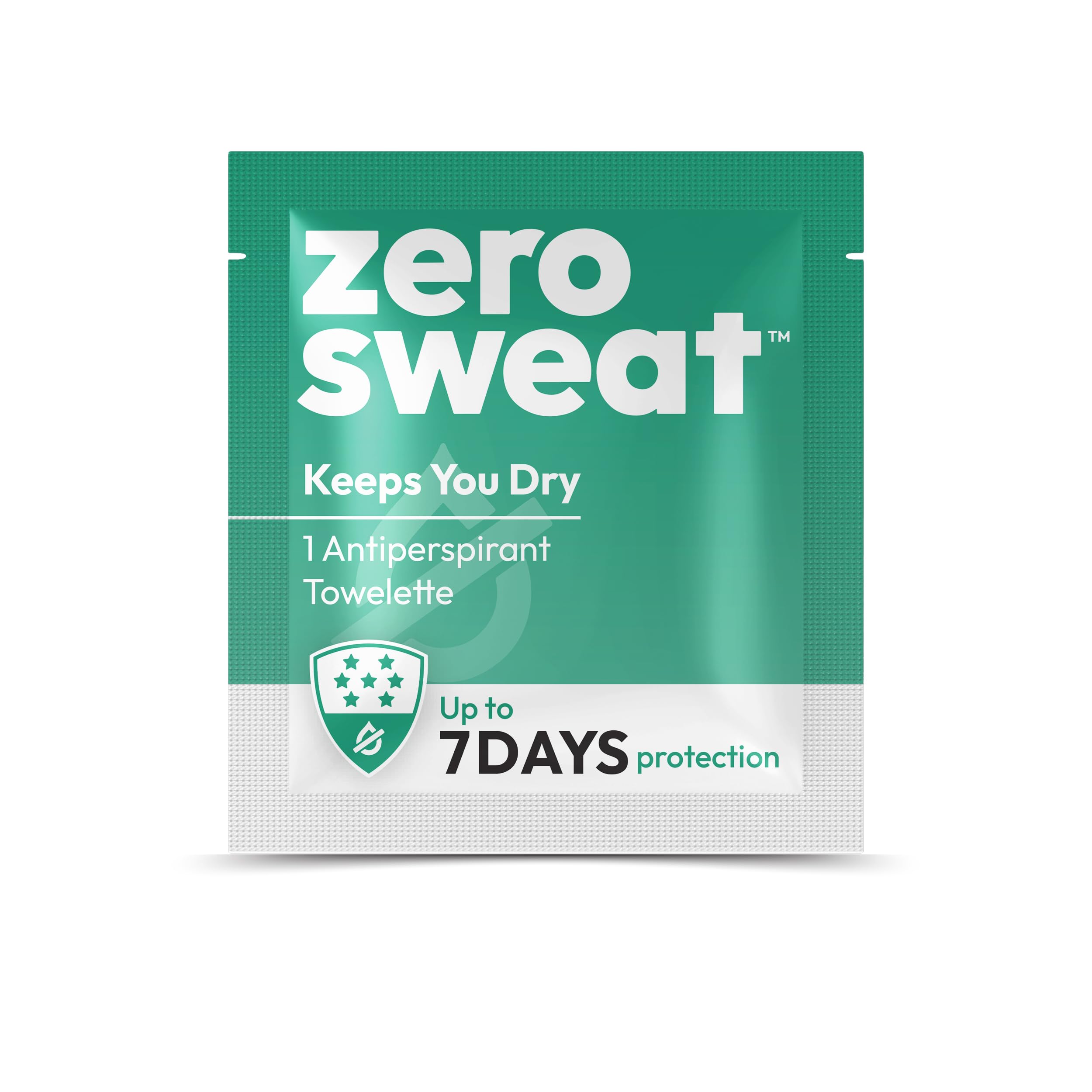 ZeroSweat wipe in hand applying to underarm showing quick application benefit