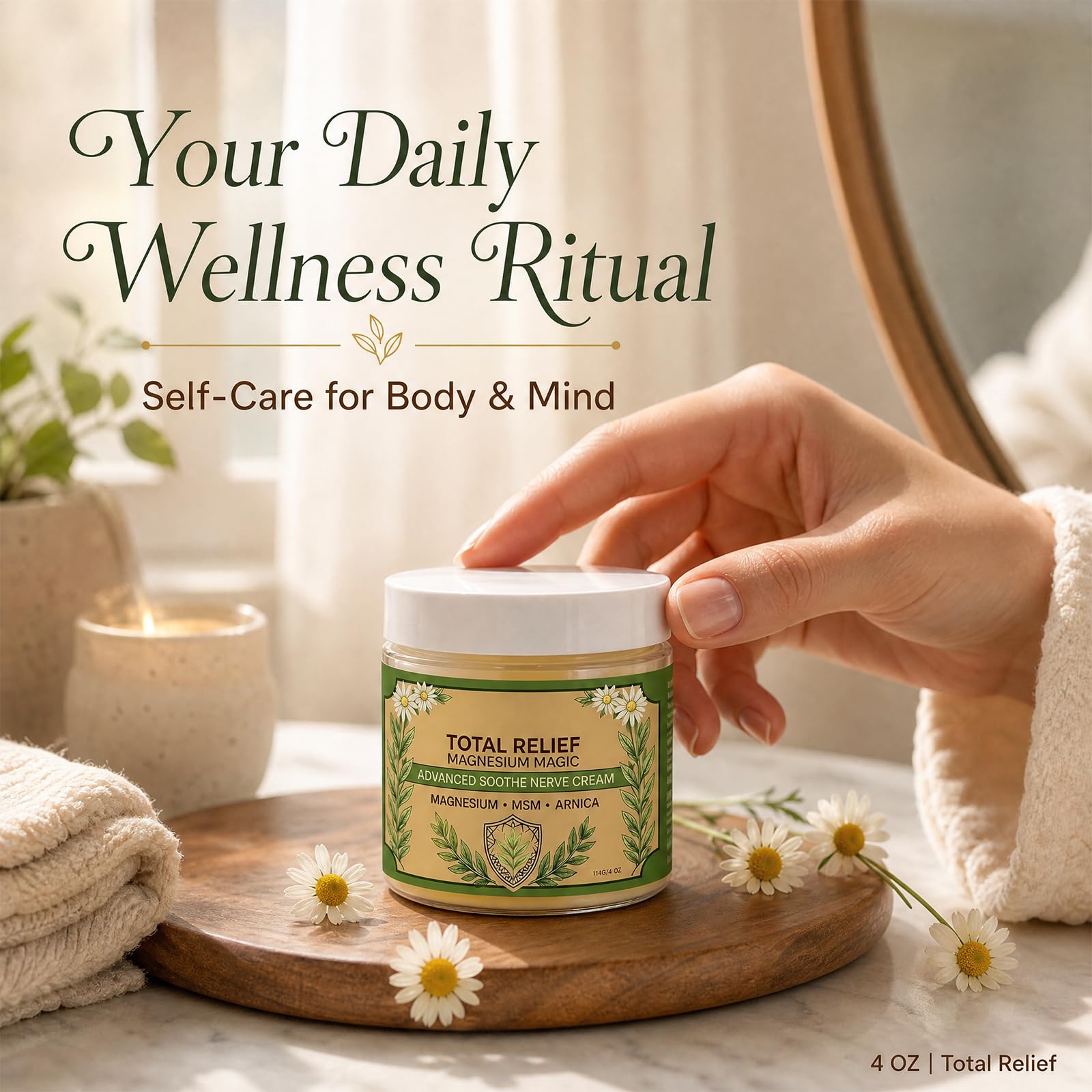 Zethalyn in bathroom during evening routine showing practical daily use